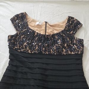 London Times Black and Gold Sequin Dress